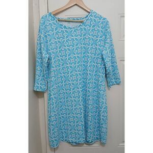 Anthony's resort wear  womens xlarge marine blue white geometric shift dress